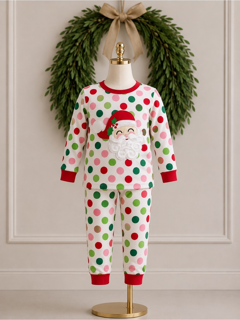 Classic Whimsy Christmas Pajamas Polka Dot Santa 🎅🏼 18 Months